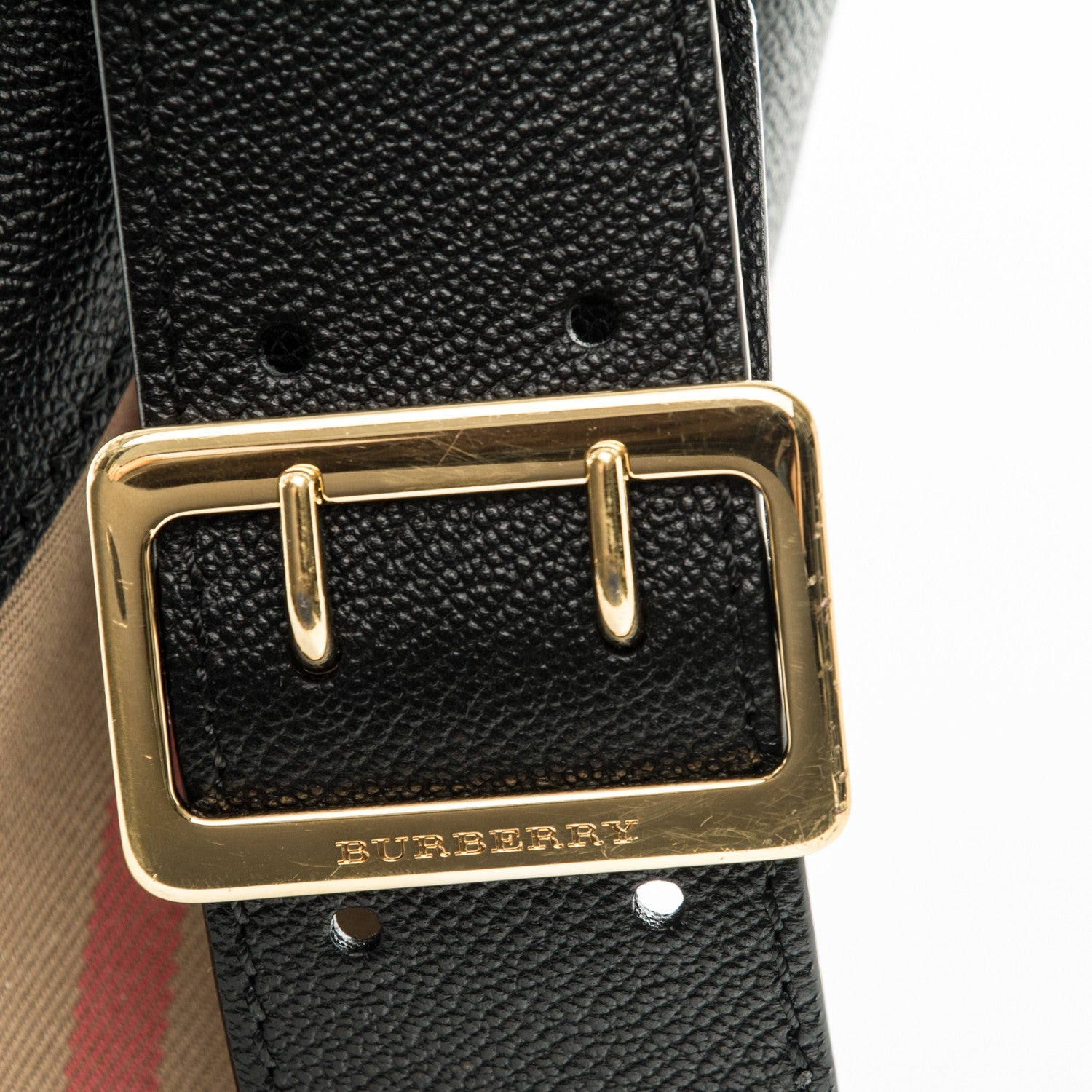 Burberry Soft Grain Calfskin House Check Small Helmsley Crossbody Black 8 of 12