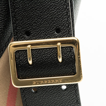 Burberry Soft Grain Calfskin House Check Small Helmsley Crossbody Black 8 of 12