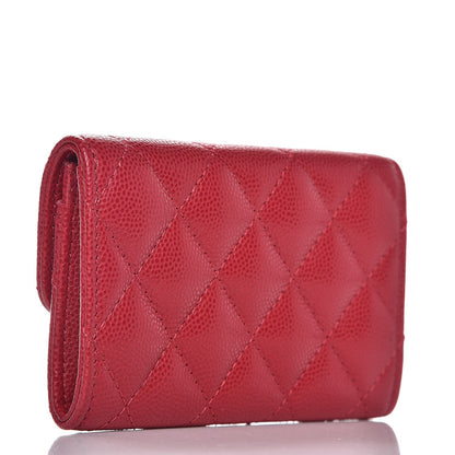Chanel Caviar Quilted Flap Card Holder Dark Red 3 of 9