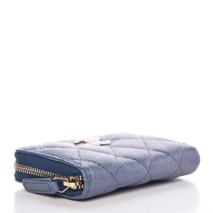Chanel Iridescent Caviar Quilted Zip Coin Purse Blue 4 of 8