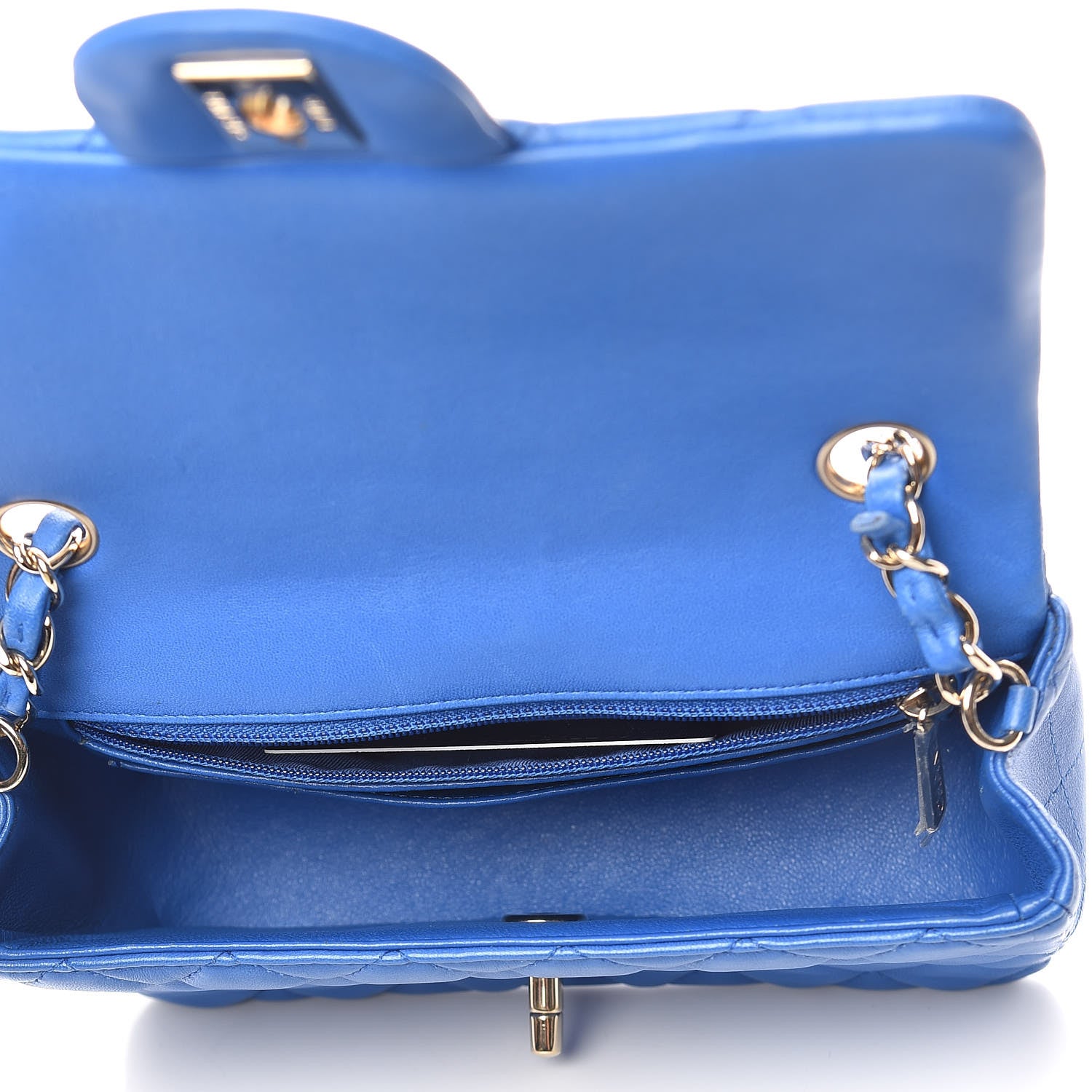Chanel Lambskin Quilted Mini Rectangular Flap Blue 5 of 14