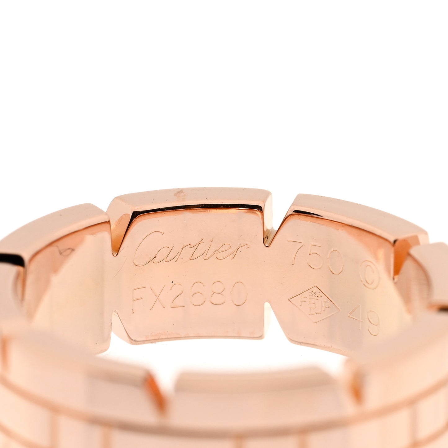 18K Pink Gold Tank Francaise Ring 49 5