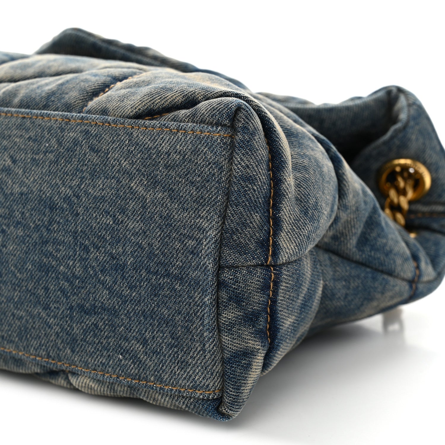 Saint Laurent Denim Quilted Small Loulou Puffer Monogram Chain Satchel Blue Cinnamon 10 of 10