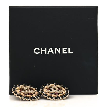 Chanel Metal Lambskin CC Round Earrings Black Gold 5 of 5