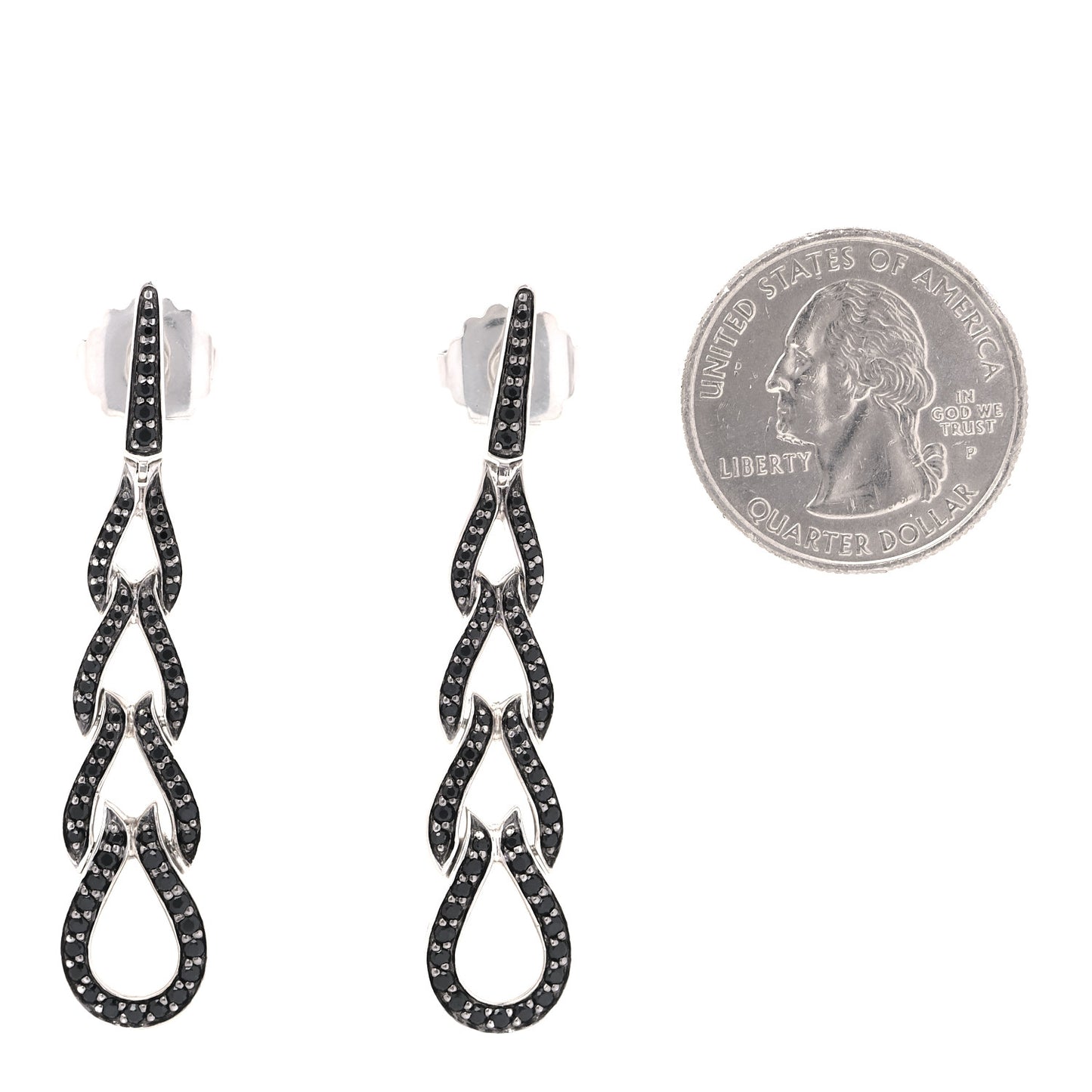 Sterling Silver Black Sapphire Classic Chain Drop Earrings