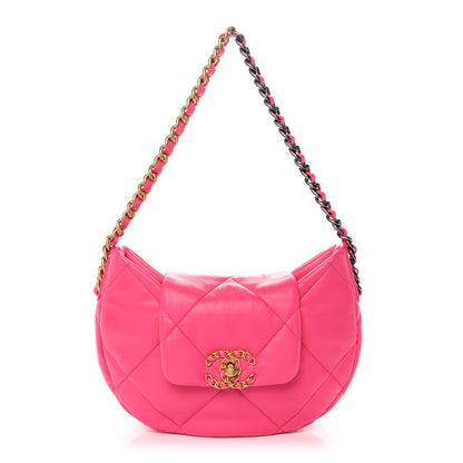 Chanel Lambskin Quilted Chanel 19 Hobo Pink 1 of 10