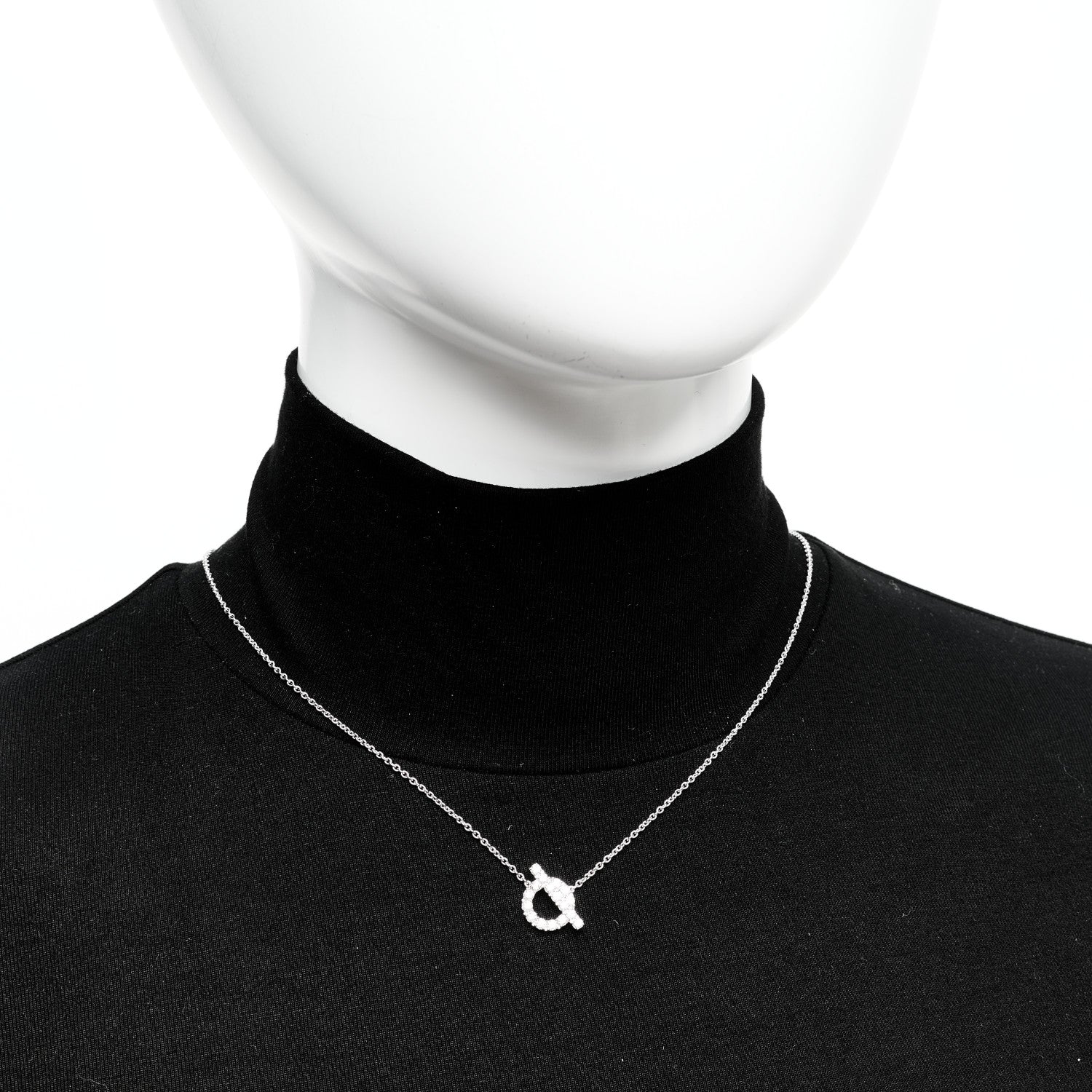 Hermes 18K White Gold Diamond Finesse Pendant Necklace 2 of 6