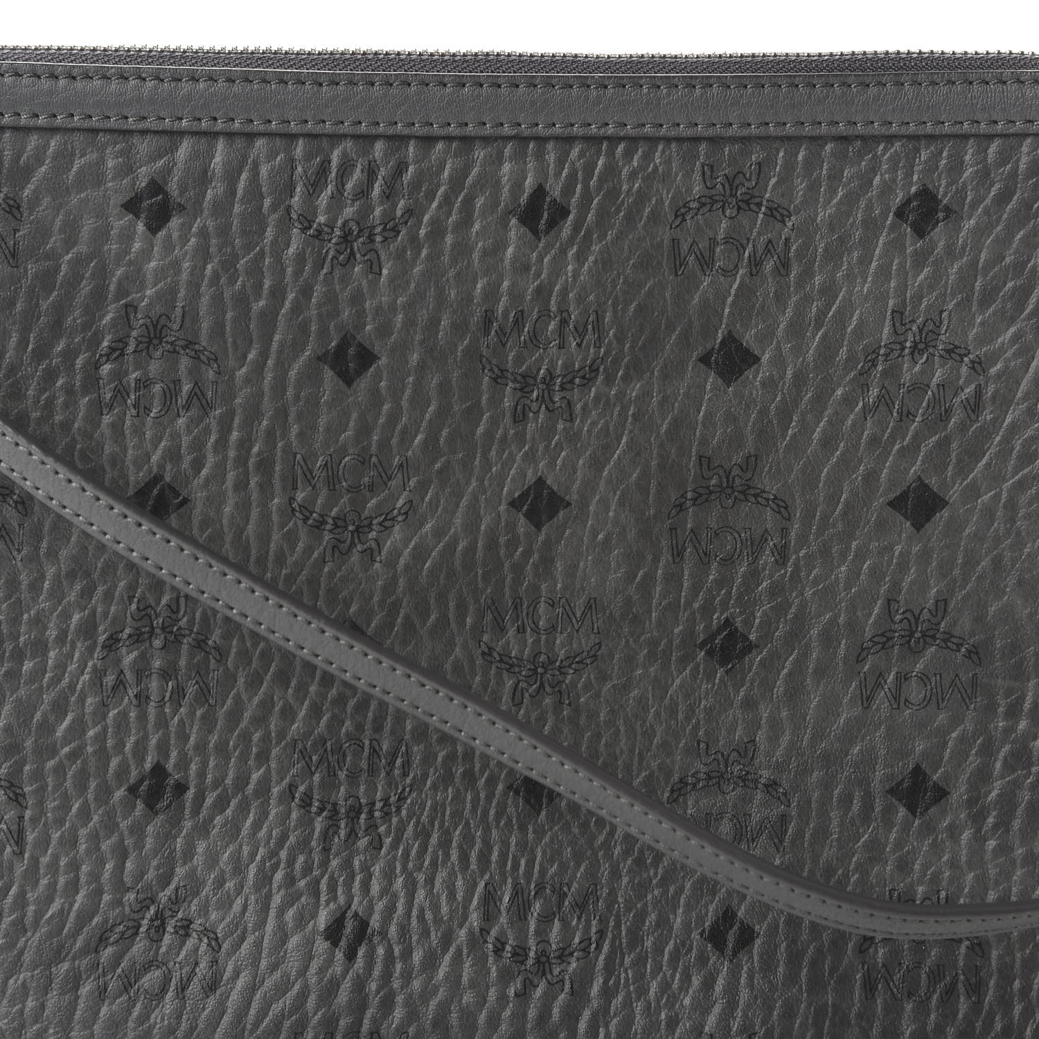 MCM Visetos Liz Shopper Tote Pouch Phantom Grey 9 of 9