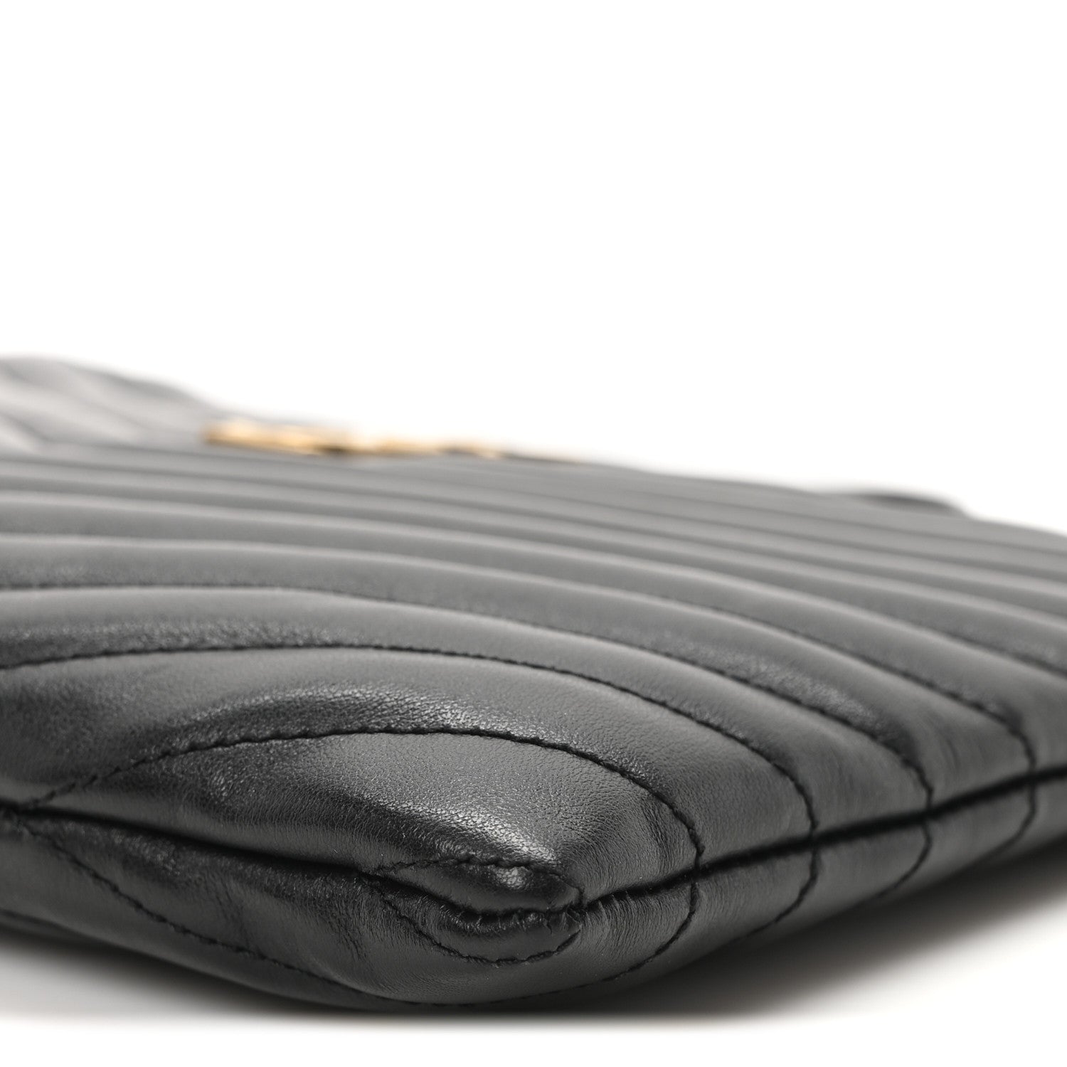 Saint Laurent Calfskin Matelasse Chevron Monogram A5 Wristlet Black 10 of 10