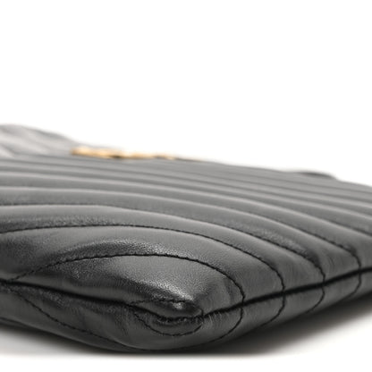 Saint Laurent Calfskin Matelasse Chevron Monogram A5 Wristlet Black 10 of 10