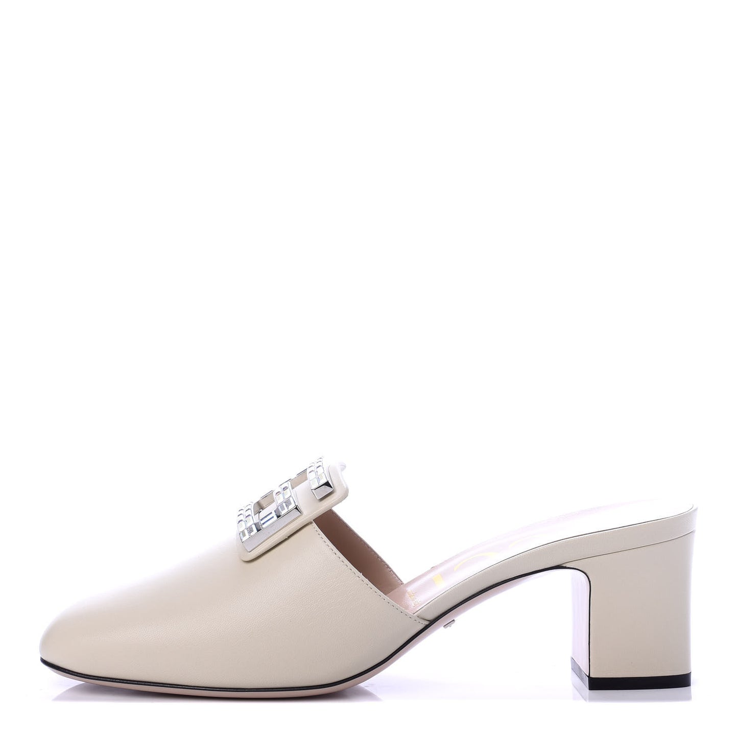 Malaga Kid Crystal Square G Madelyn Mules 41 Vintage White