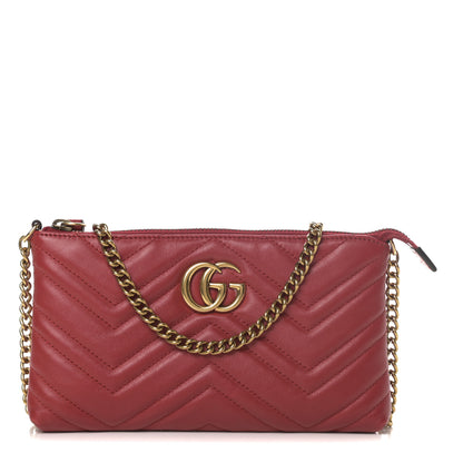 Gucci Calfskin Matelasse Mini GG Marmont Chain Bag Hibiscus Red 1 of 12
