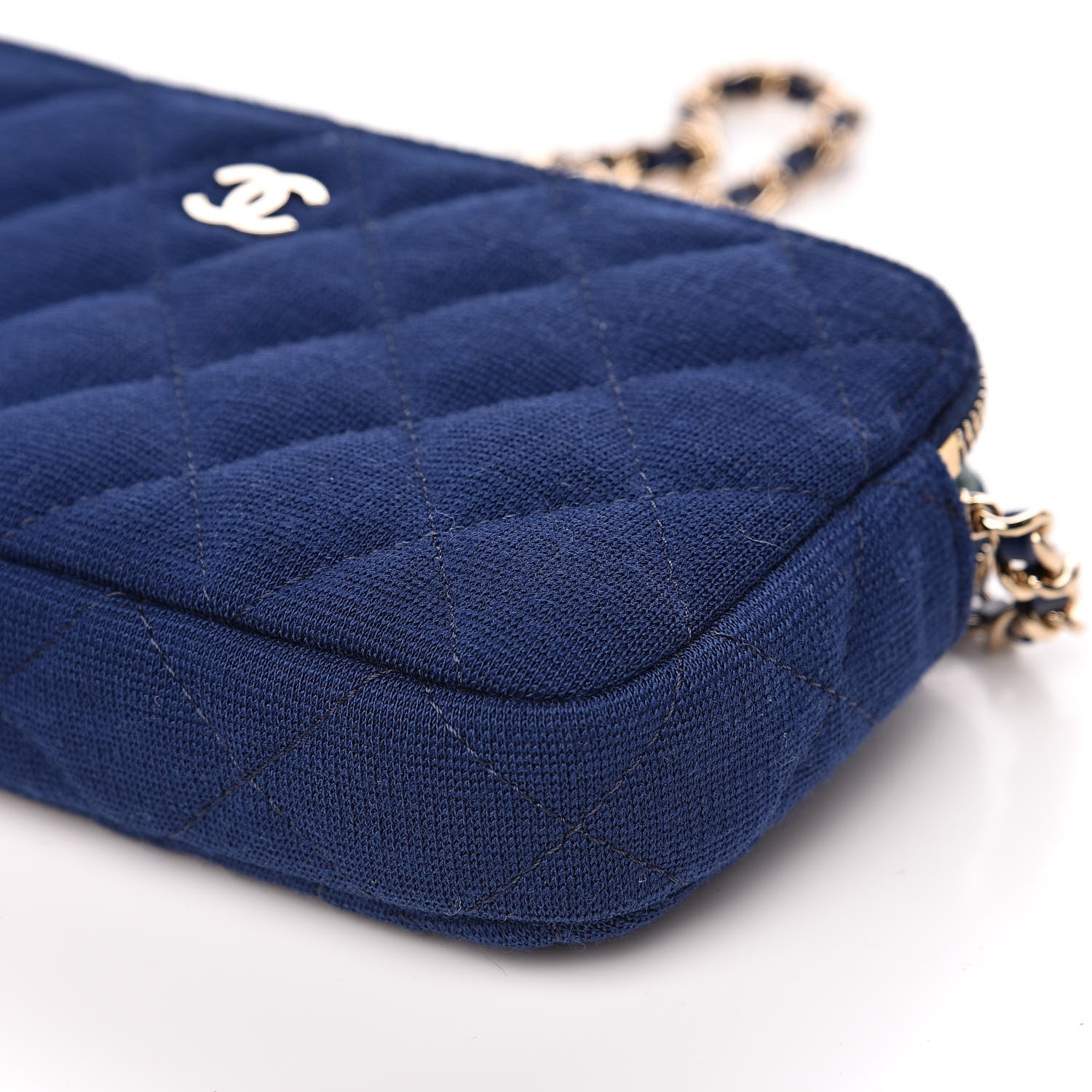 Chanel Jersey Quilted Small Clutch With Chain Navy 12 of 13