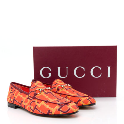 Gucci Canvas Horsebit Womens Jordaan Loafers 39.5 Orange Multicolor 10 of 10