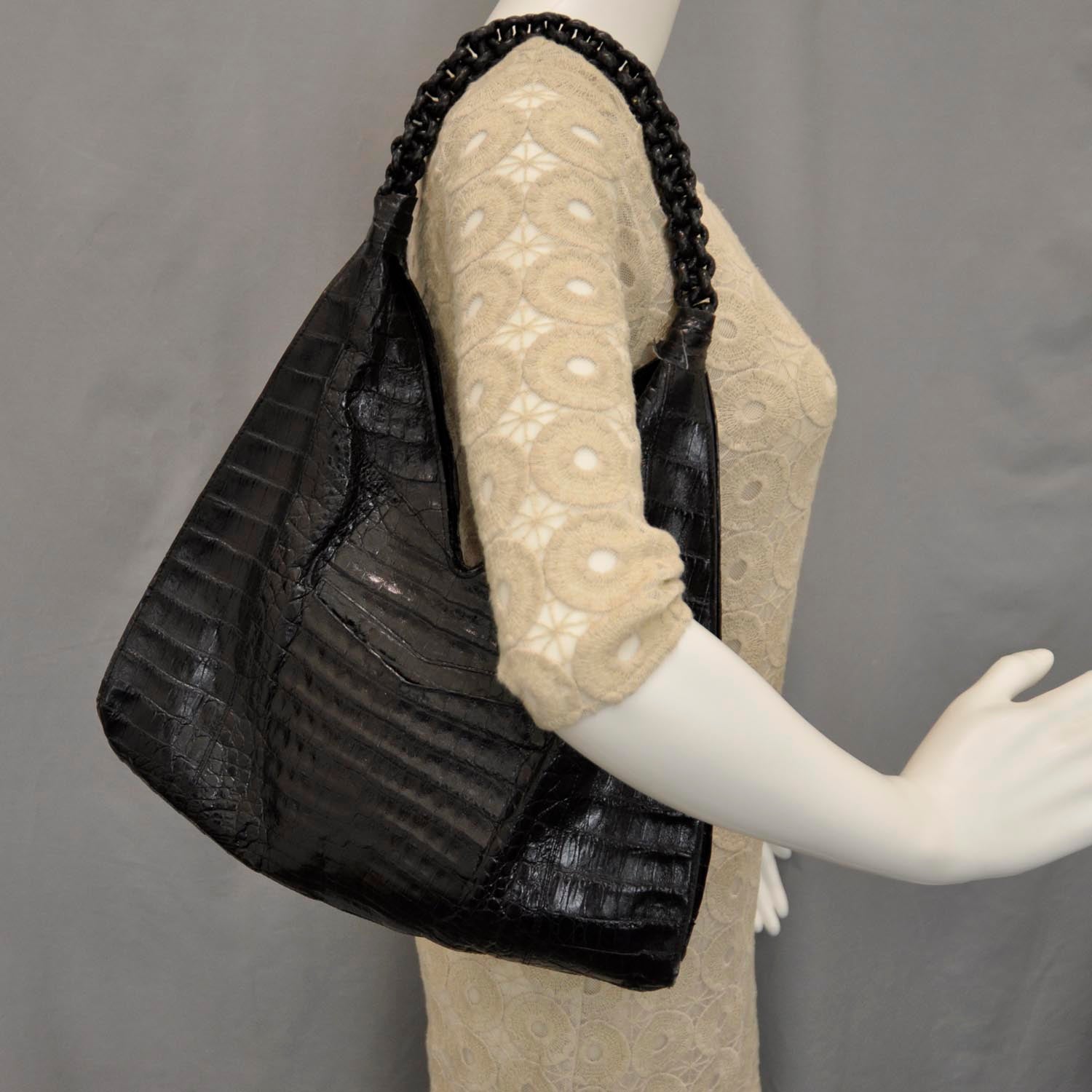 Nancy Gonzalez Crocodile Hobo Black 2 of 10