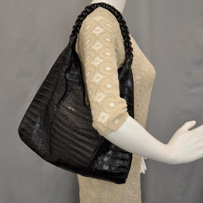 Nancy Gonzalez Crocodile Hobo Black 2 of 10