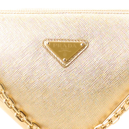 Prada Saffiano Lux Triangle Shoulder Bag Platino 11 of 14
