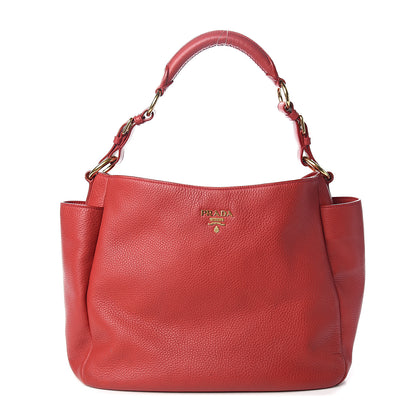 Prada Vitello Daino Side Pocket Hobo Rosso 1 of 15