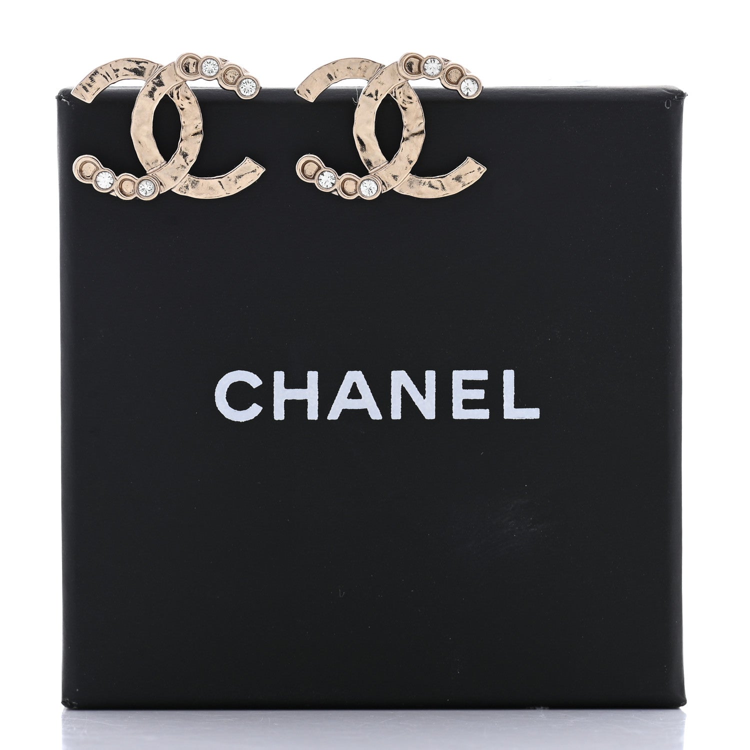Chanel Crystal CC Earrings Gold 5 of 5