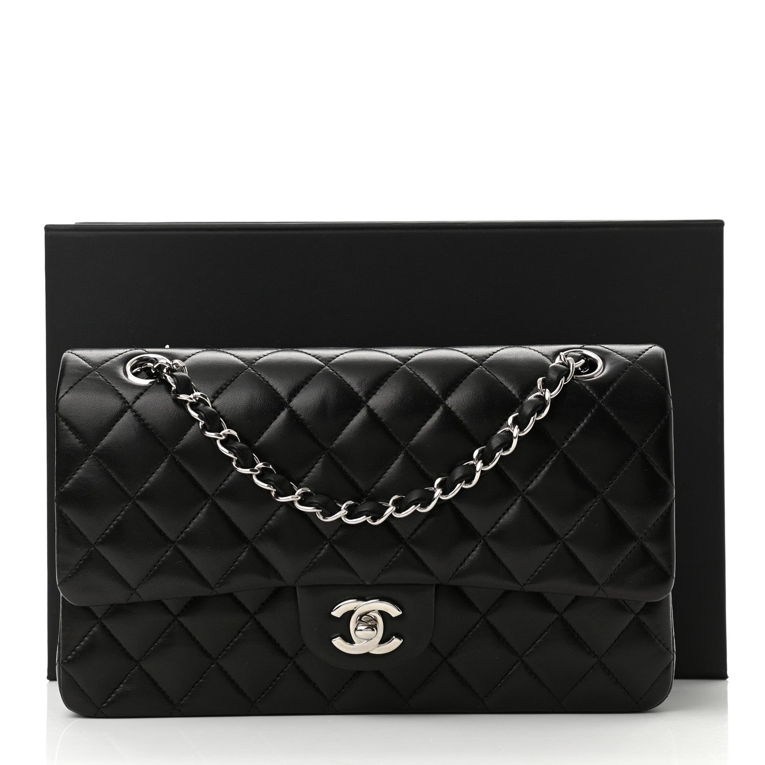 Chanel Lambskin Quilted Medium Double Flap Black 11 of 11