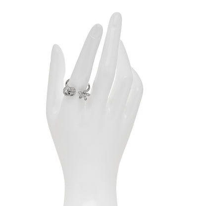 Gucci 18K White Gold Diamond Flora GG Open Ring 56 7.5 2 of 7