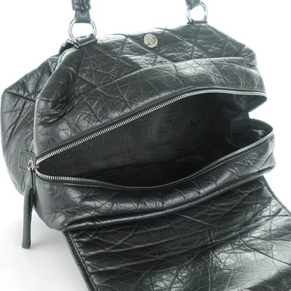 Chanel Distressed Lambskin Quilted Lady Braid Flap Tote Black 5 of 7