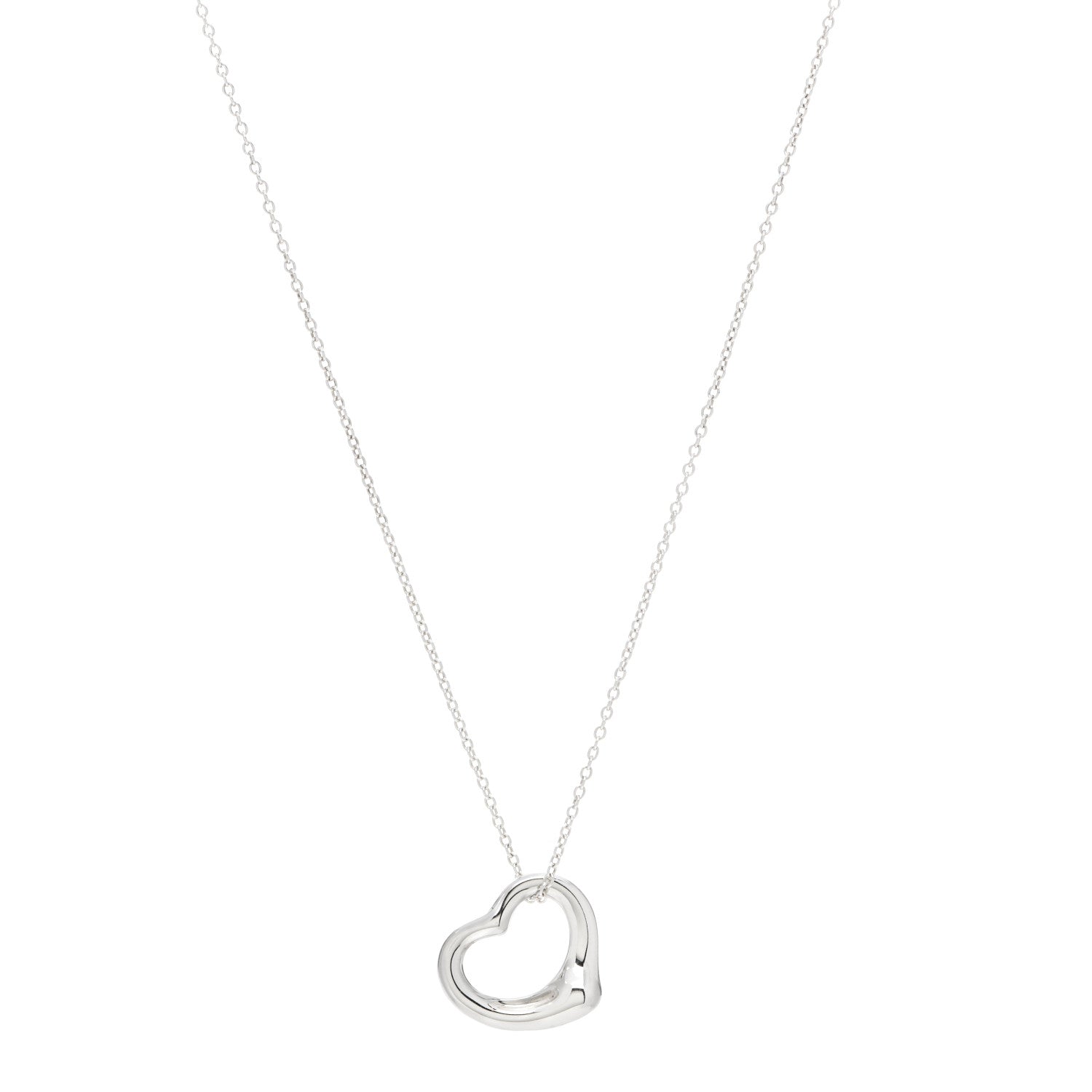 Tiffany Sterling Silver 16mm Elsa Peretti Open Heart Pendant Necklace 1 of 4