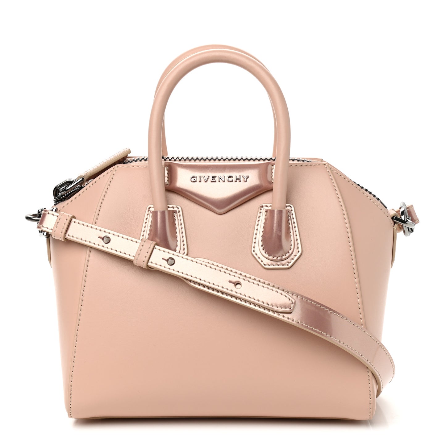 Metallic Calfskin Mini Antigona Light Pink