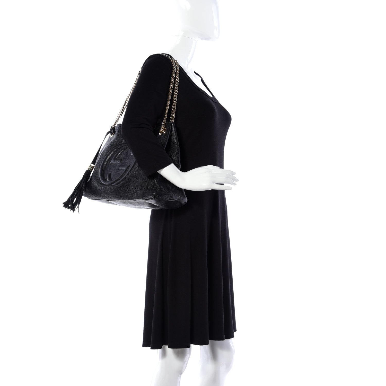 Gucci Pebbled Calfskin Medium Soho Chain Shoulder Bag Black 2 of 18