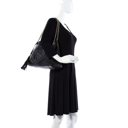 Gucci Pebbled Calfskin Medium Soho Chain Shoulder Bag Black 2 of 18