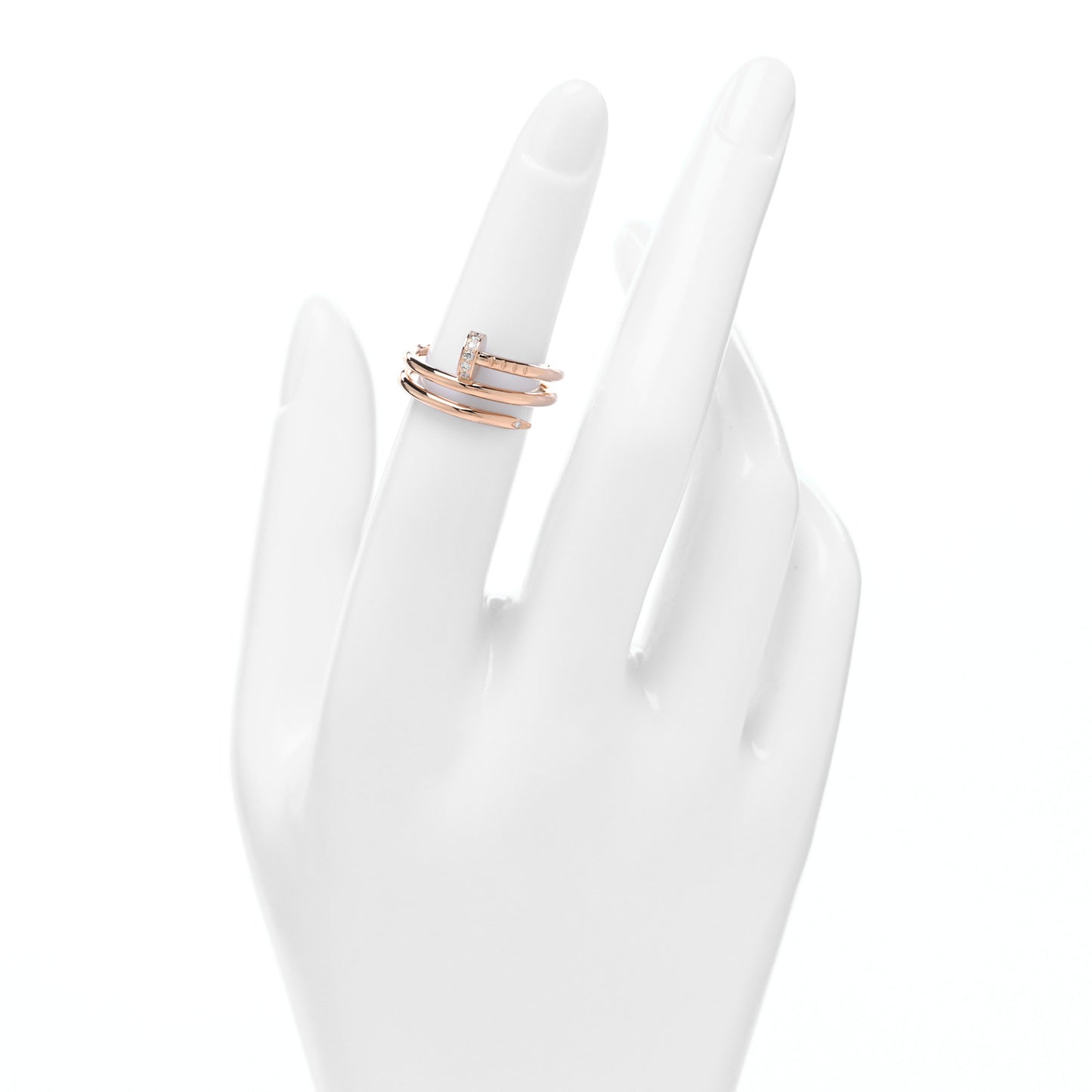 18K Pink Gold Diamond Double Juste Un Clou Ring 50 5.25