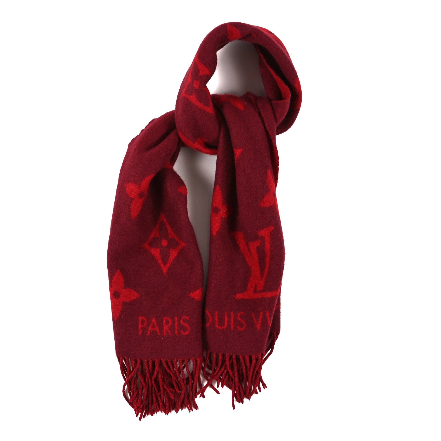 Louis Vuitton Cashmere Monogram Reykjavik Scarf Cherry 1 of 3