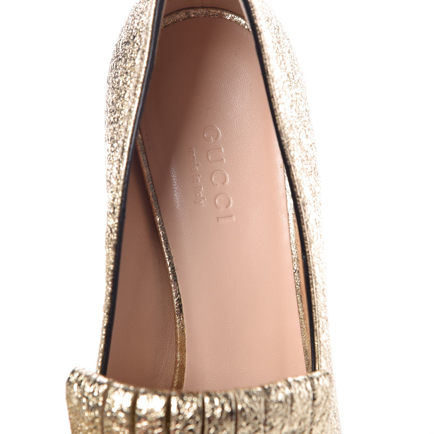 Gucci Galassia GG Marmont Fringe 50mm Loafer Pumps 35.5 Platino 7 of 9
