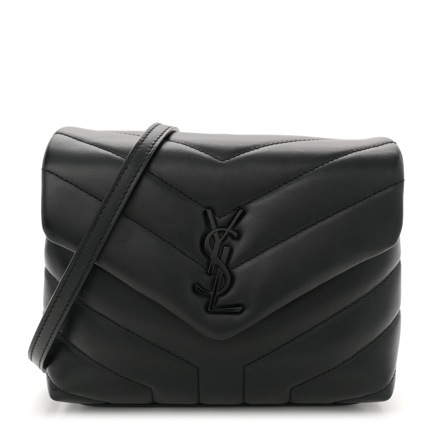 Saint Laurent Calfskin Y Quilted Monogram Monochrome Toy Loulou Crossbody Bag Black 1 of 10