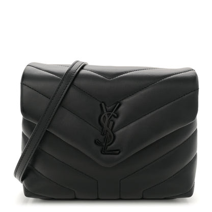 Saint Laurent Calfskin Y Quilted Monogram Monochrome Toy Loulou Crossbody Bag Black 1 of 10