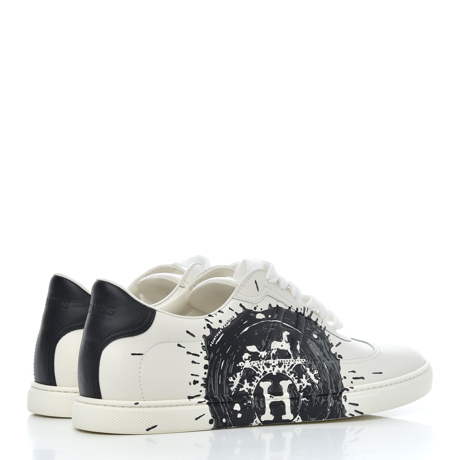 Hermes Swift Printed Peinture Fraiche Quicker Sneakers 37.5 White Black 4 of 10