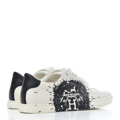 Hermes Swift Printed Peinture Fraiche Quicker Sneakers 37.5 White Black 4 of 10