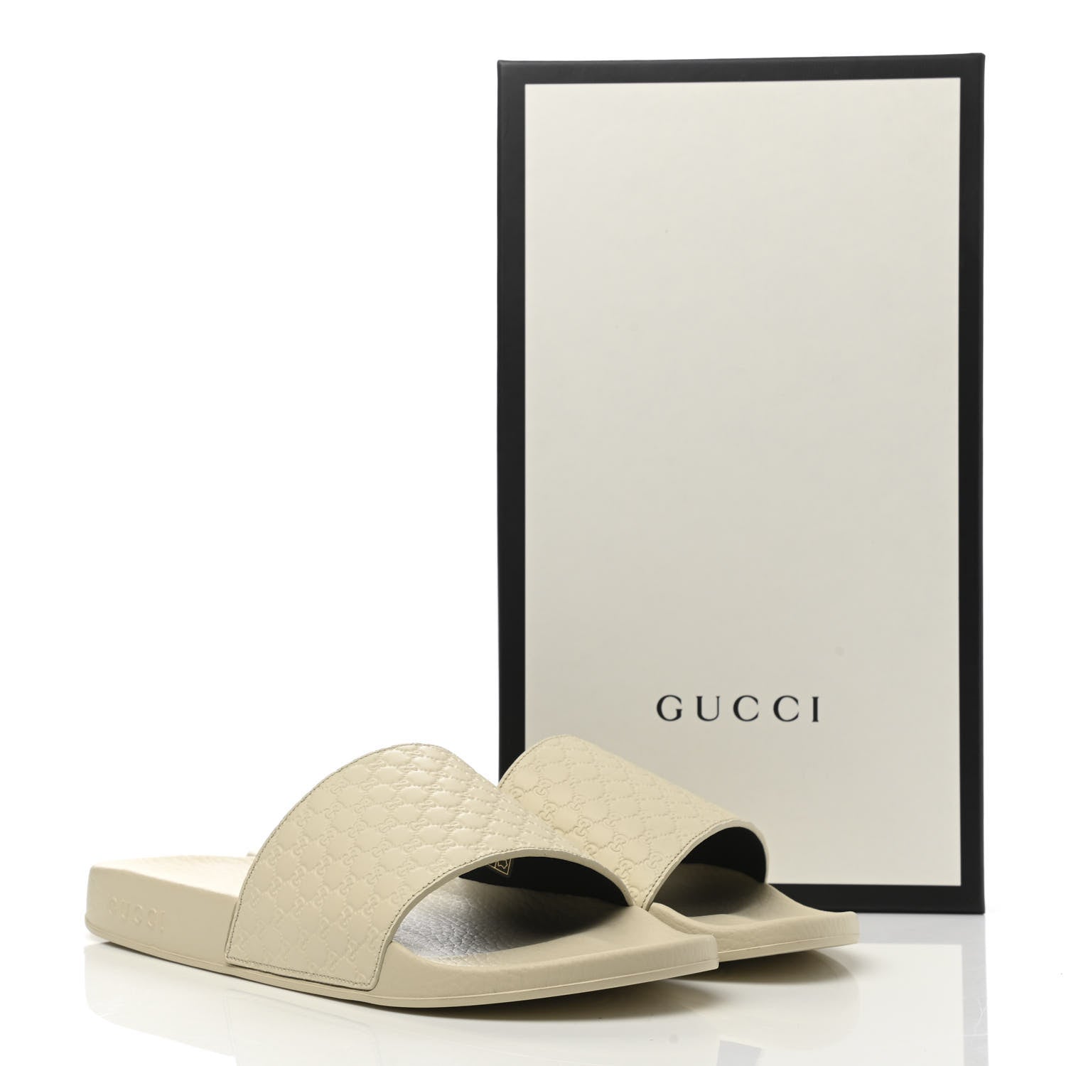 Gucci Microguccissima Mens Slide Sandals 10 Ivory 10 of 10