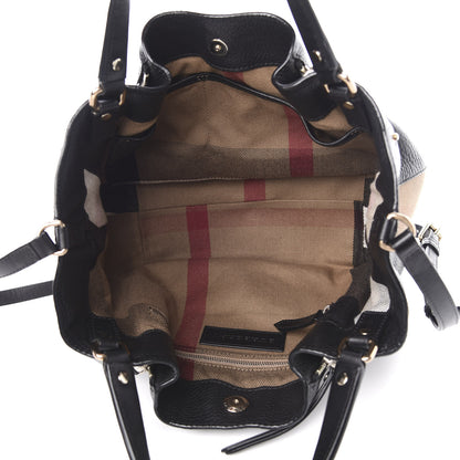 Burberry Grainy Calfskin House Check Small Maidstone Black 6 of 12