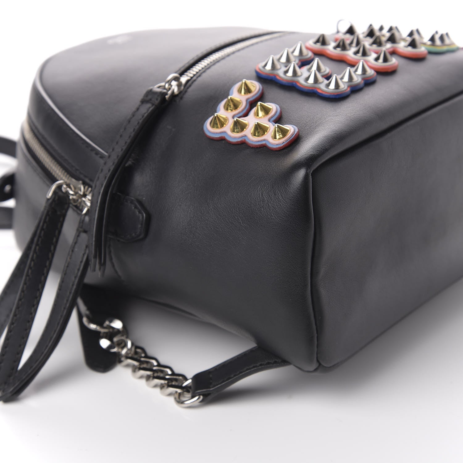 Fendi Vitello Century Fun Fair Metal Studded Mini Backpack Black Multicolor 8 of 10