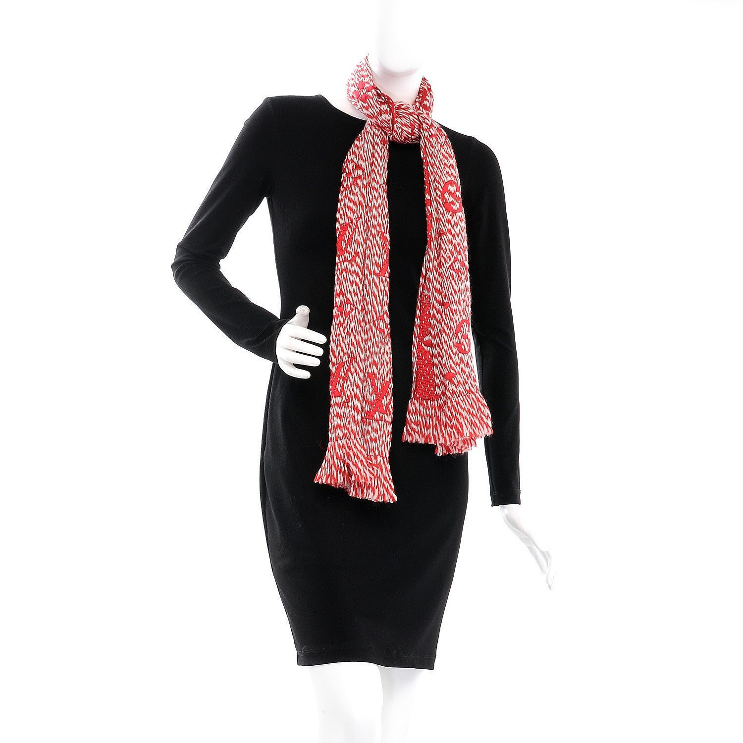 Louis Vuitton Wool Silk Logomania Mix Scarf Coquelicot 2 of 4