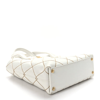 Chanel Calfskin Wild Stitch Tote White 4 of 13