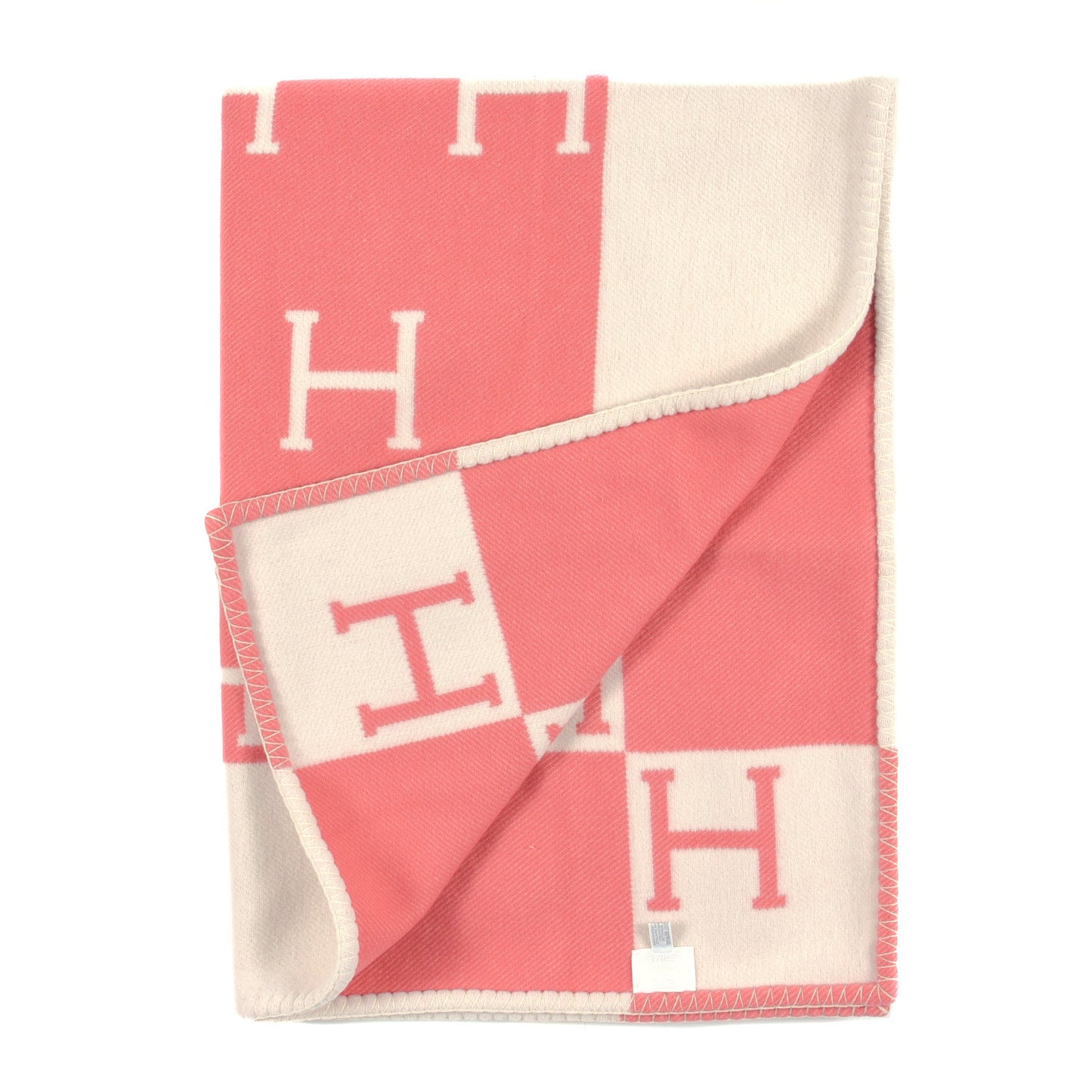 Wool Cashmere Avalon Baby Blanket Rose Airelle White