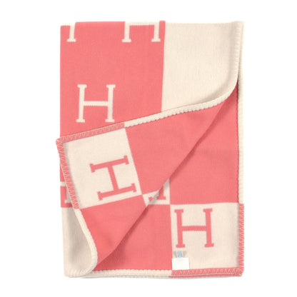 Hermes Wool Cashmere Avalon Baby Blanket Rose Airelle White 2 of 3