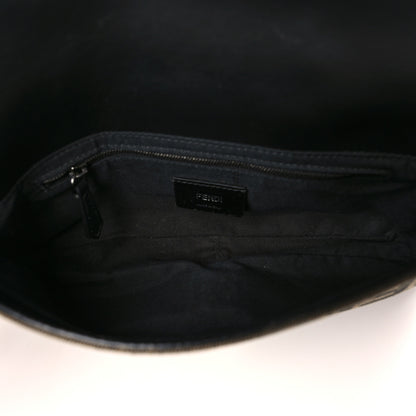 Fendi Recycled Fabric Jacquard Cotton Canvas Vitello Grace FF 1974 Belt Baguette Bag Tobacco Moro Black Beige 5 of 9