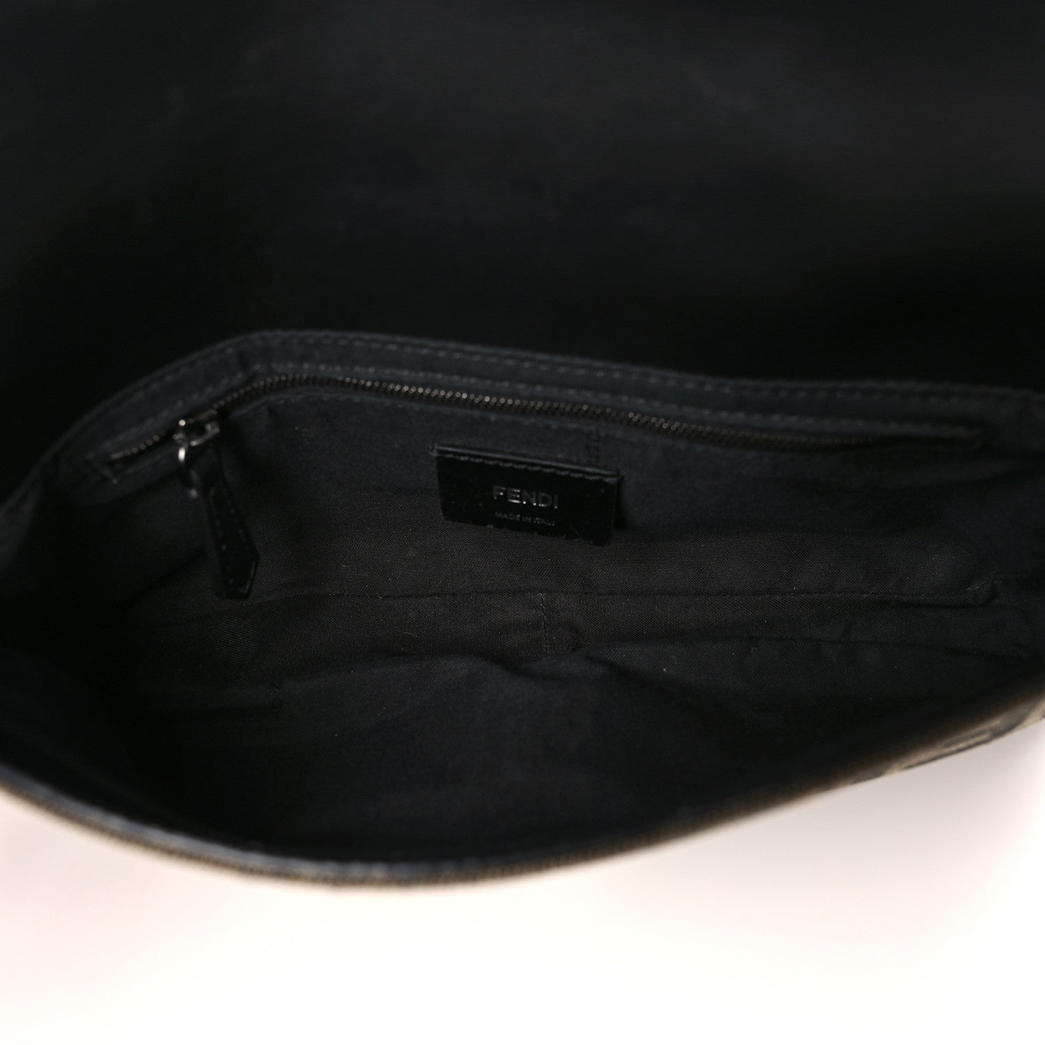 Fendi Recycled Fabric Jacquard Cotton Canvas Vitello Grace FF 1974 Belt Baguette Bag Tobacco Moro Black Beige 5 of 9
