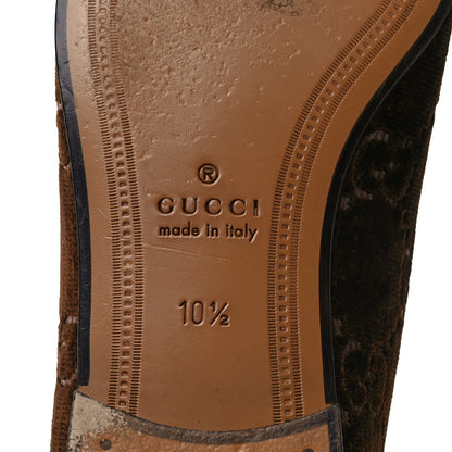 Gucci Velvet GG Monogram Horsebit Mens Jordaan Loafers 10.5 Brown Beige 6 of 10