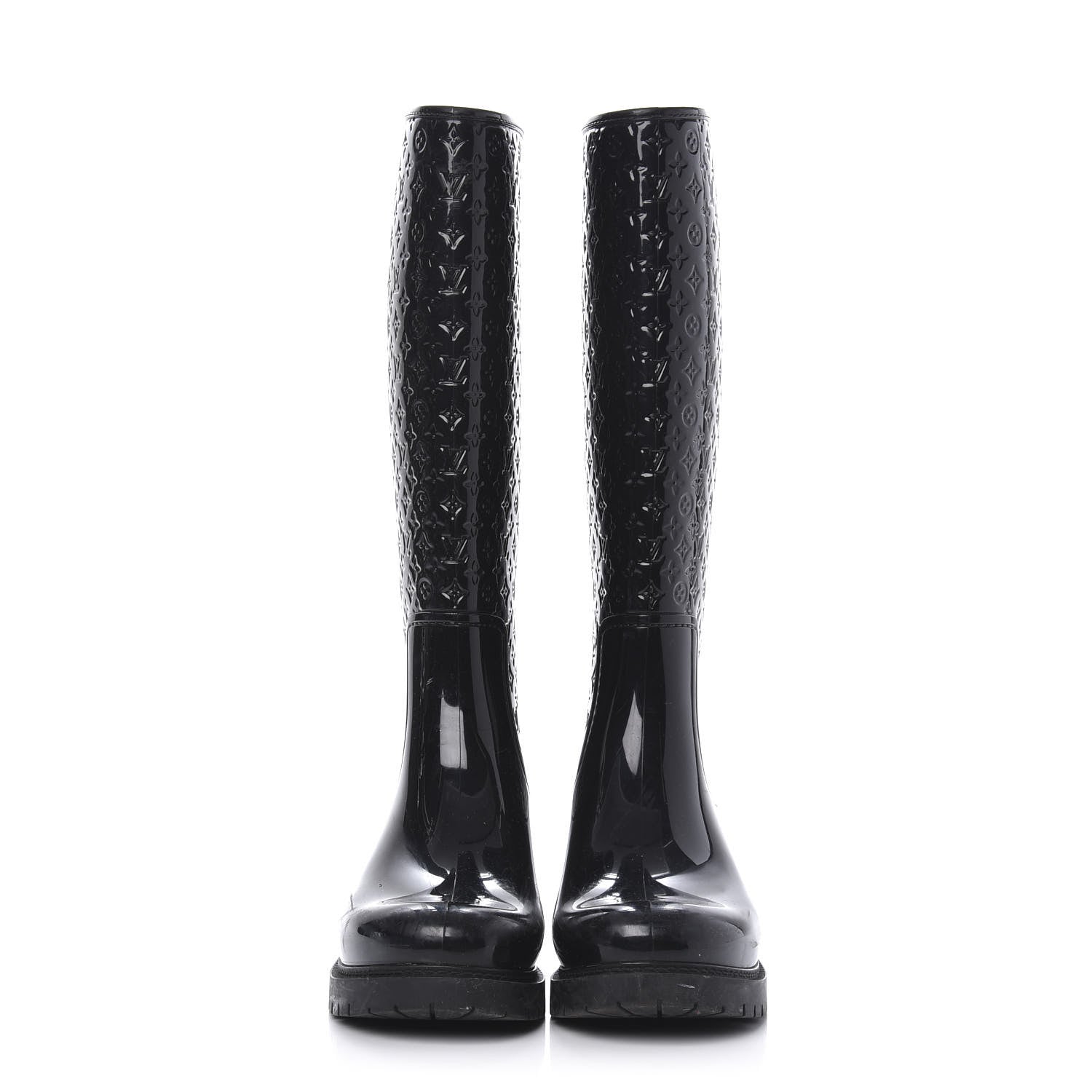 Louis Vuitton Rubber Embossed Monogram Splash Rain Boots 38 Black 2 of 7