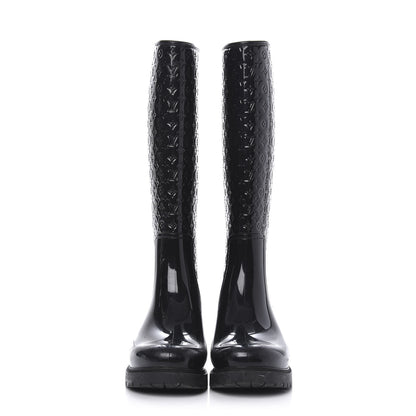 Louis Vuitton Rubber Embossed Monogram Splash Rain Boots 38 Black 2 of 7