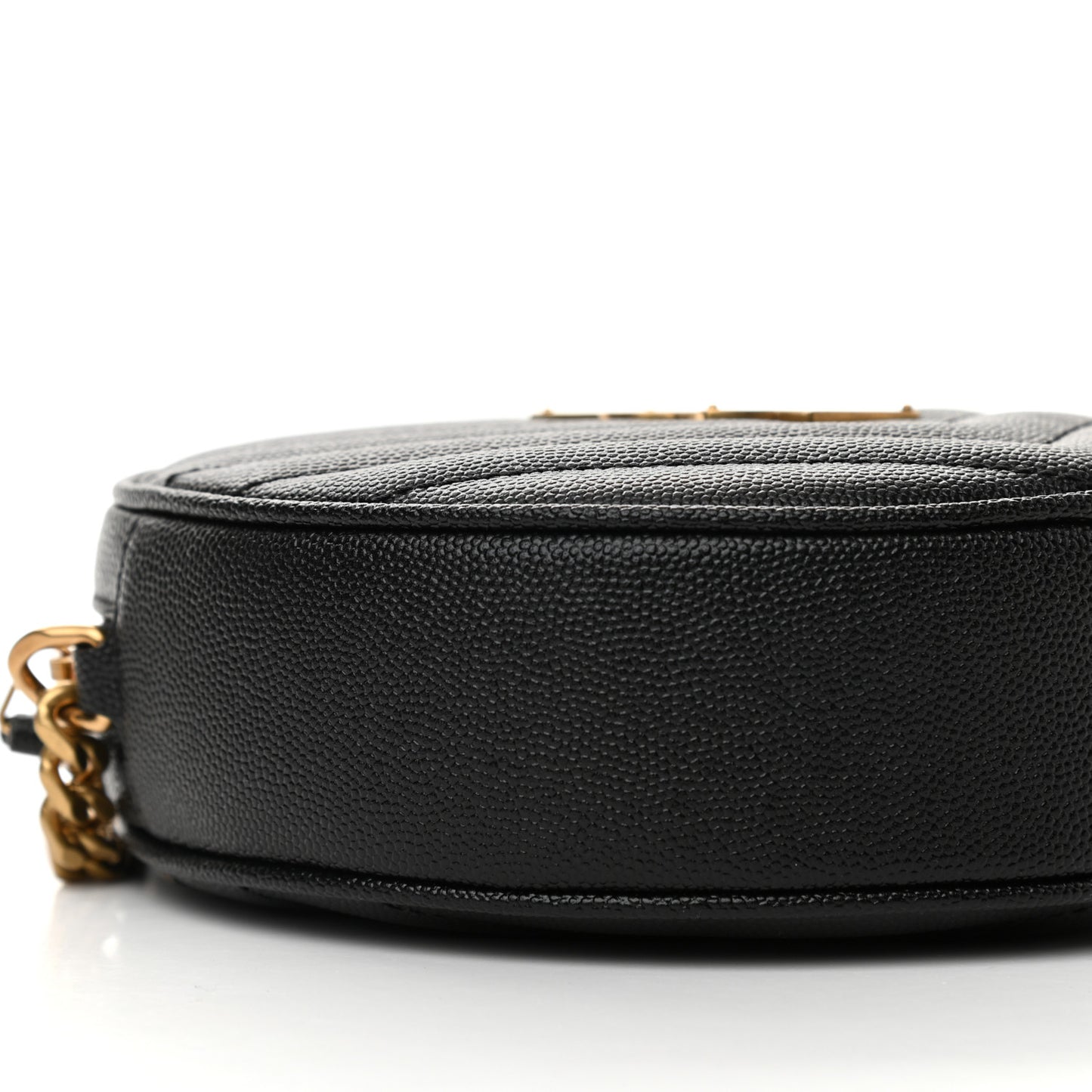 Grain De Poudre Matelasse Chevron Quilted Round Vinyle Camera Bag Black